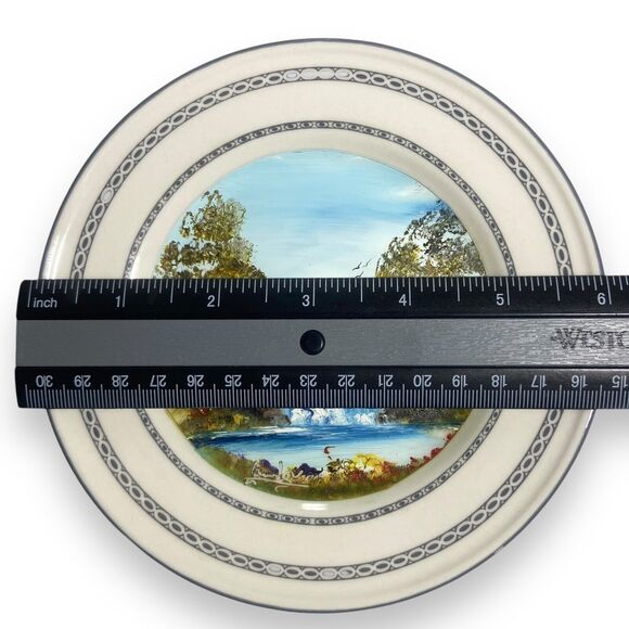 Vintage Oneida Classic Hand Painted Signed Waterfall Scene Plate 6 in Decorative - Picture 8 of 8